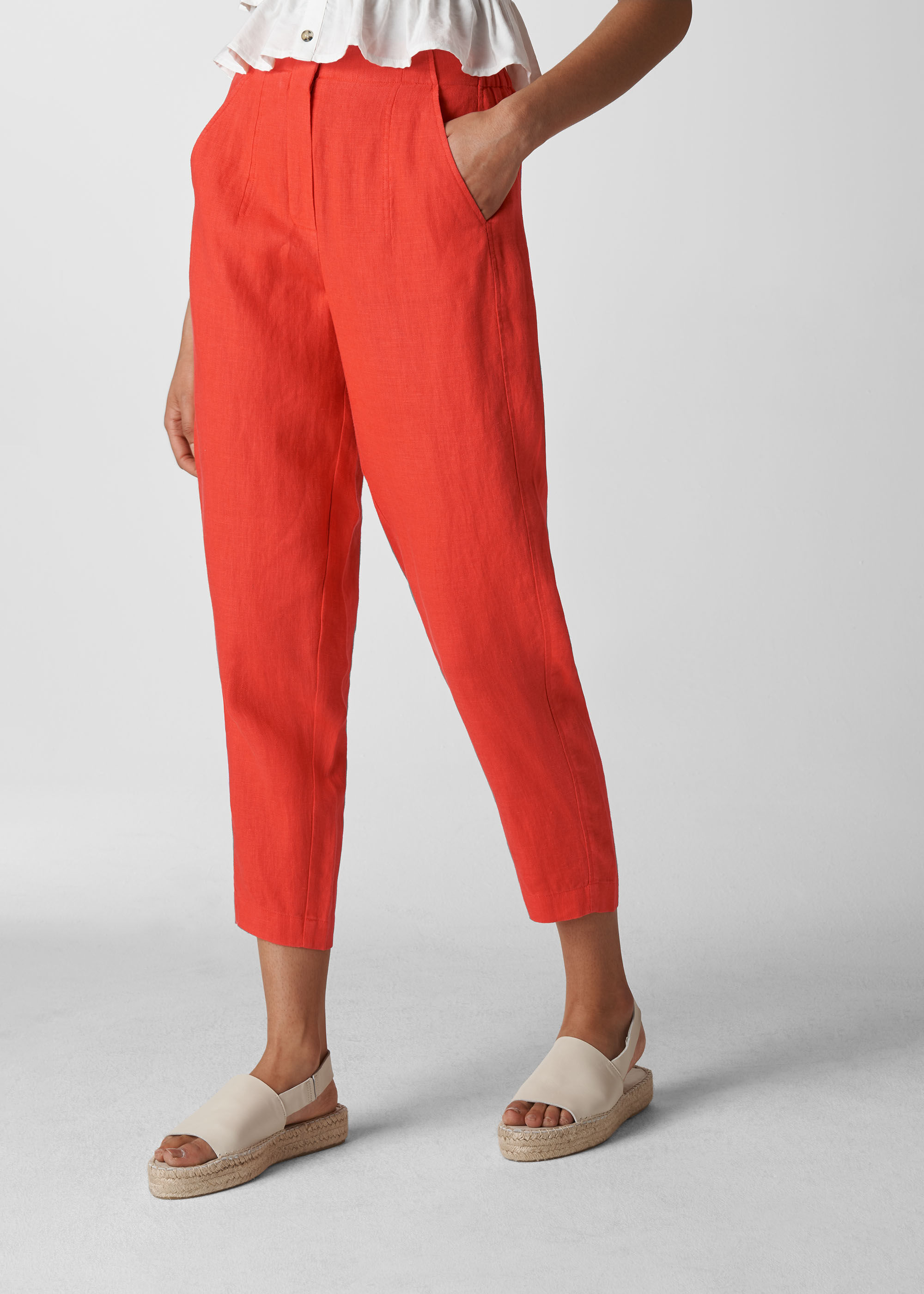 Red linen trousers discount womens