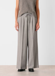 Petite Herringbone Wide Leg Trouser