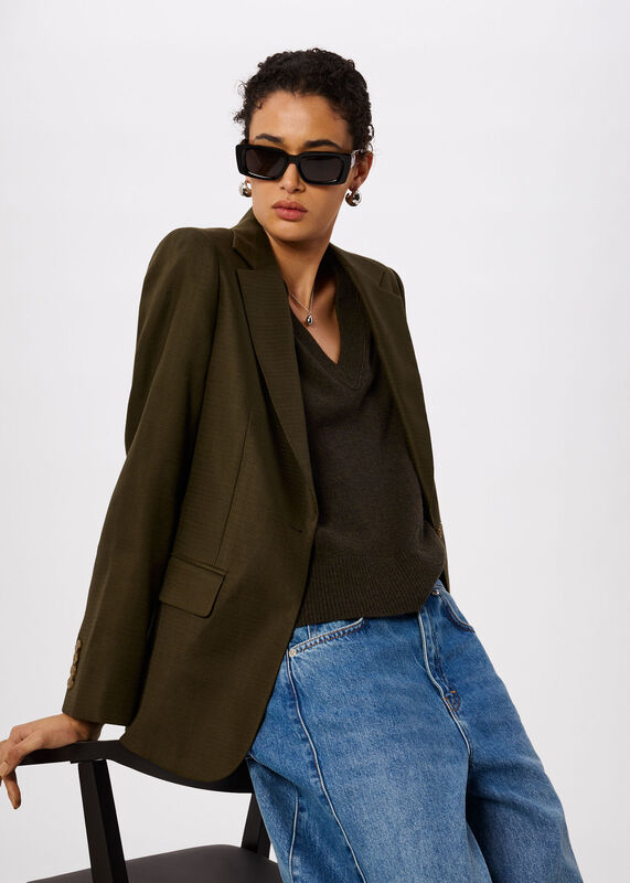 Khaki Relaxed Hopsack Blazer