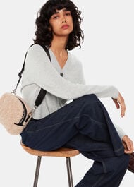 Wool Cropped V Neck Cardigan
