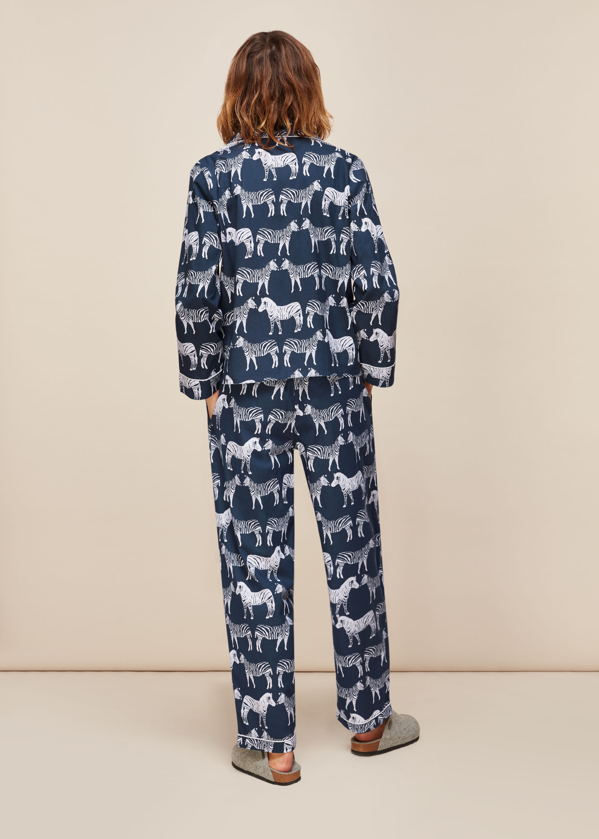 Navy Multi Zebra Print Cotton Pyjama Set WHISTLES