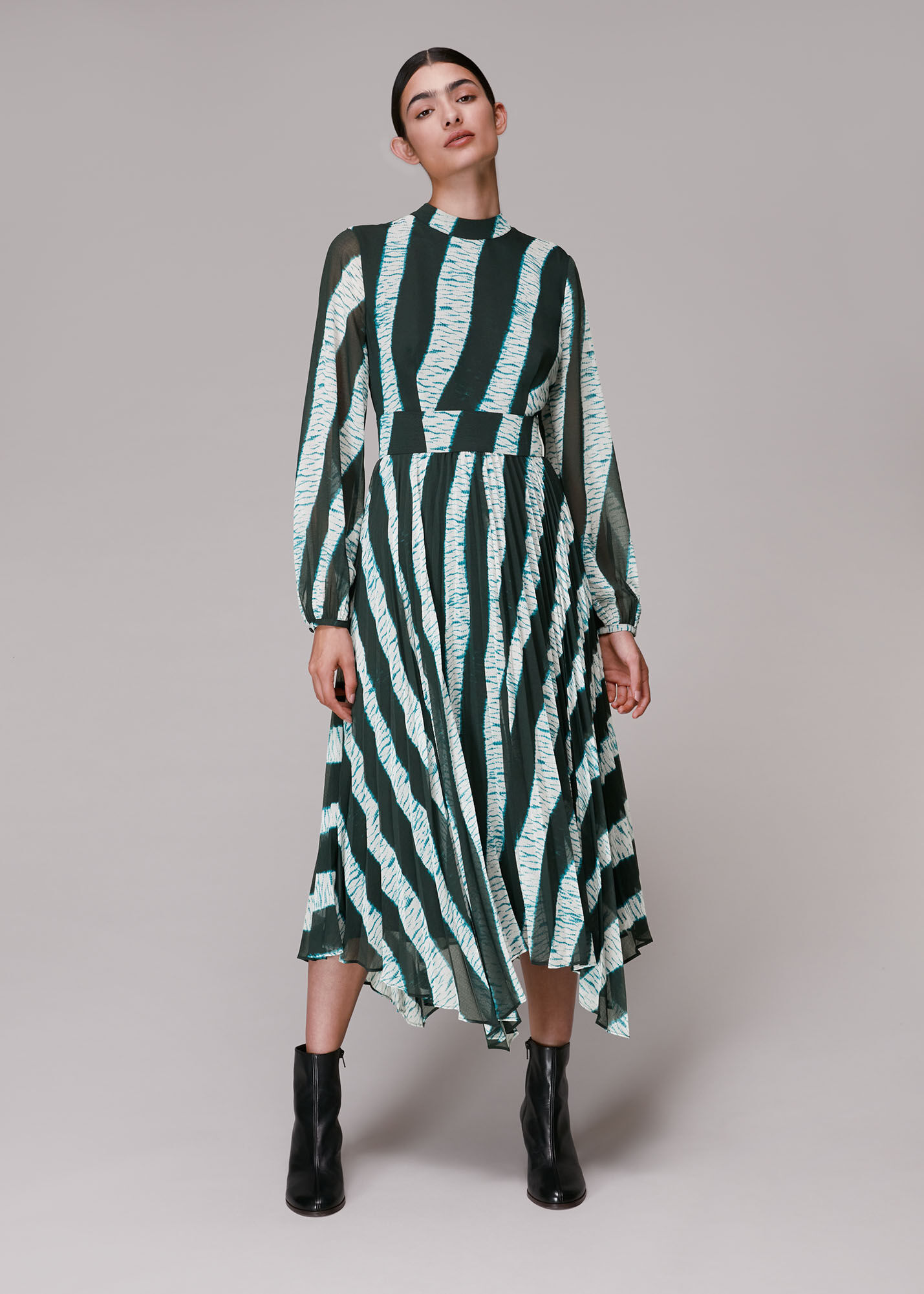 Whistles green pleated top dress