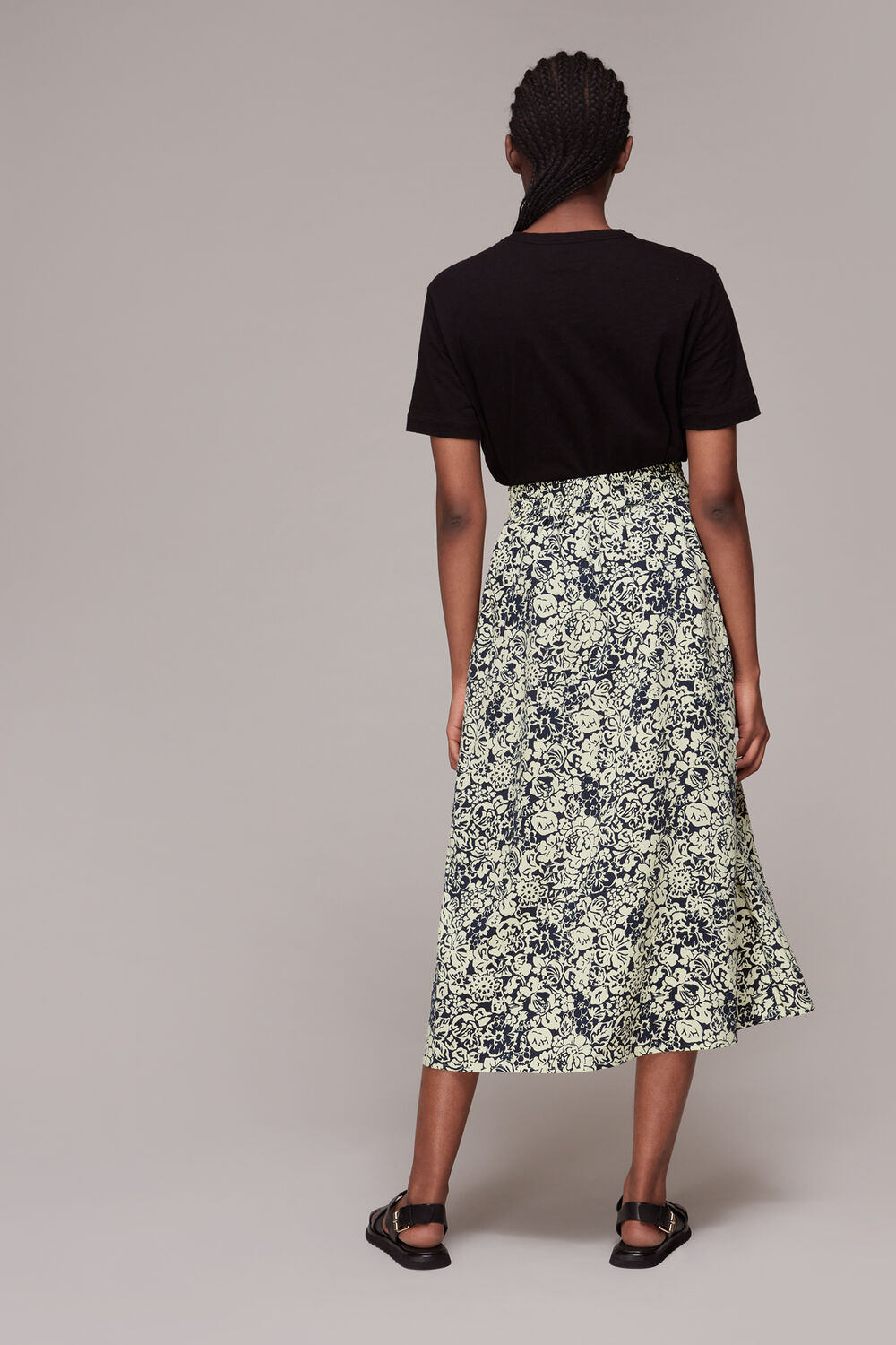 Graphic Floral Pull On Skirt