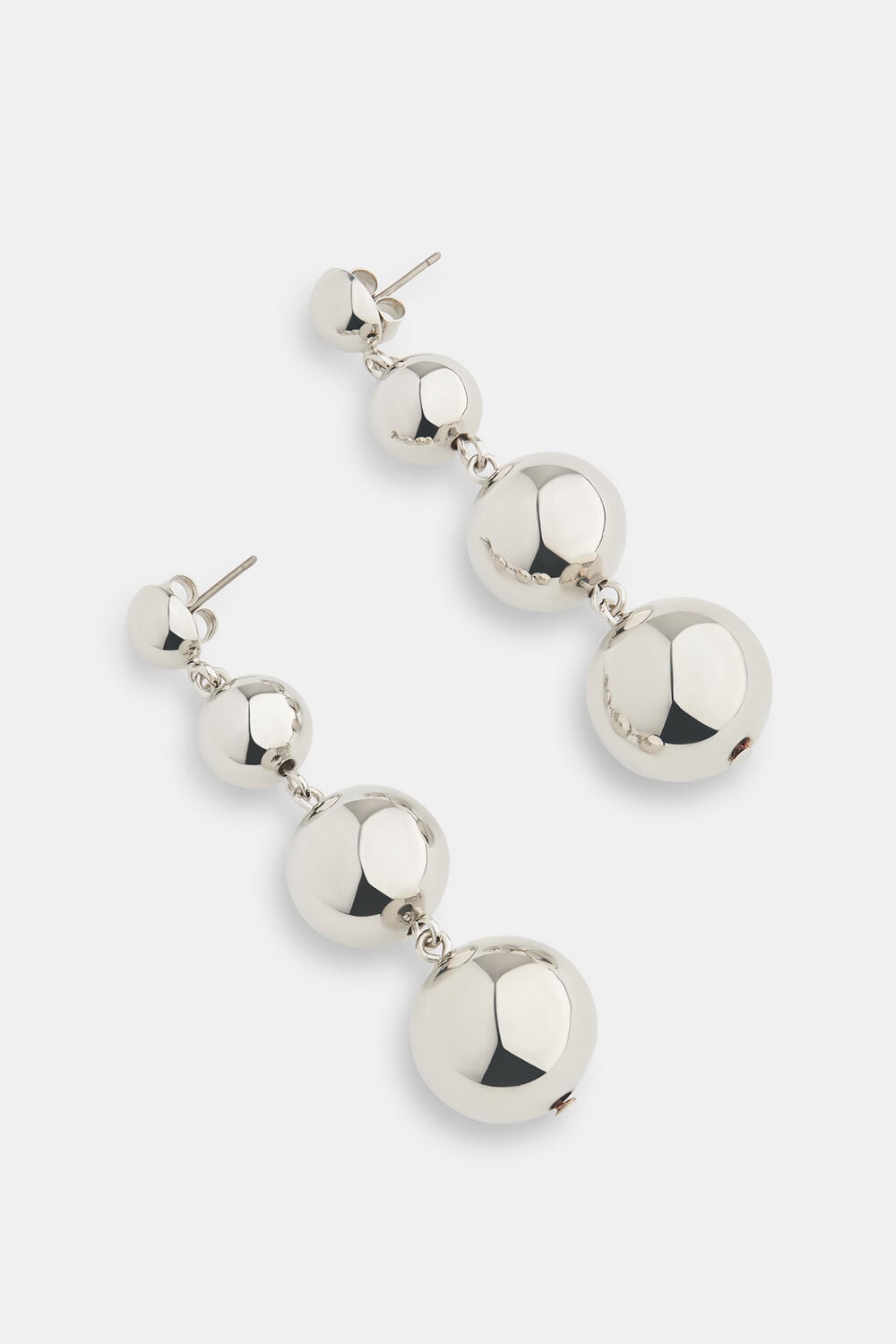 Silver Sphere Drop Earring