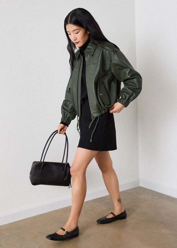 Black Suede A Line Mini Skirt