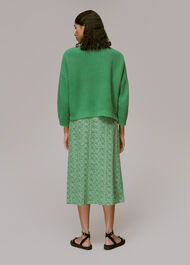 Ink Leopard Button Front Skirt