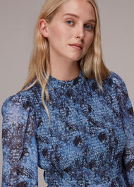 Snow Flurry Shirred Midi Dress