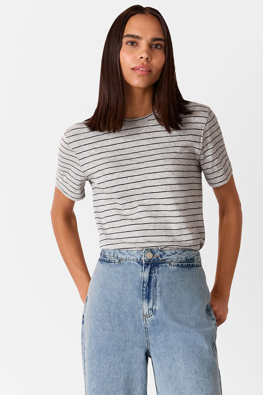 Grey Emily Ultimate Stripe T-Shirt