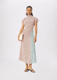 Petite Graphic Check Cowl Neck Dress