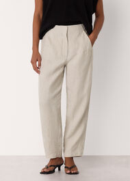 Petite Linen Barrel Trouser