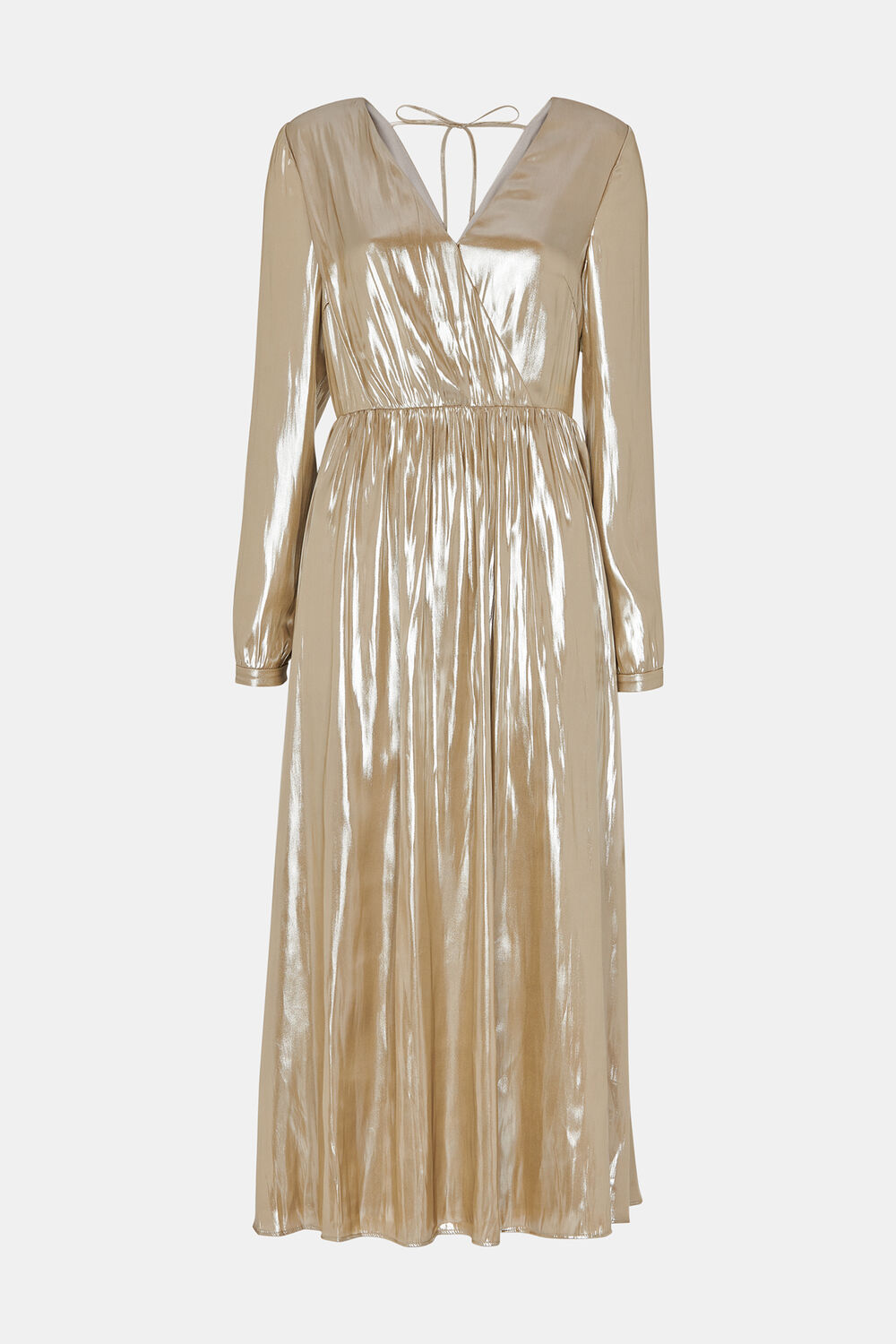 Gold Metallic Wrap Front Dress