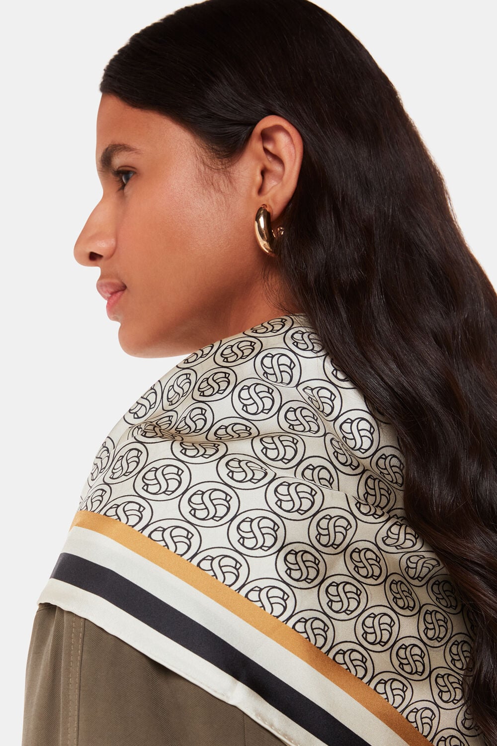Sahar S Monogram Silk Scarf