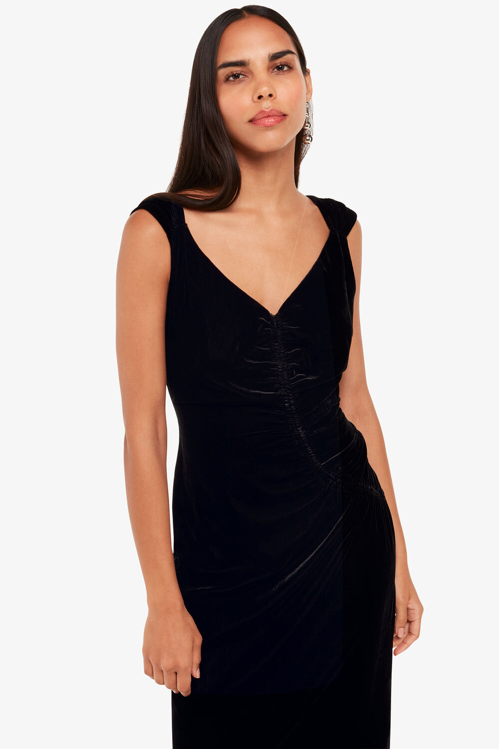 Draped Velvet Midi Dress