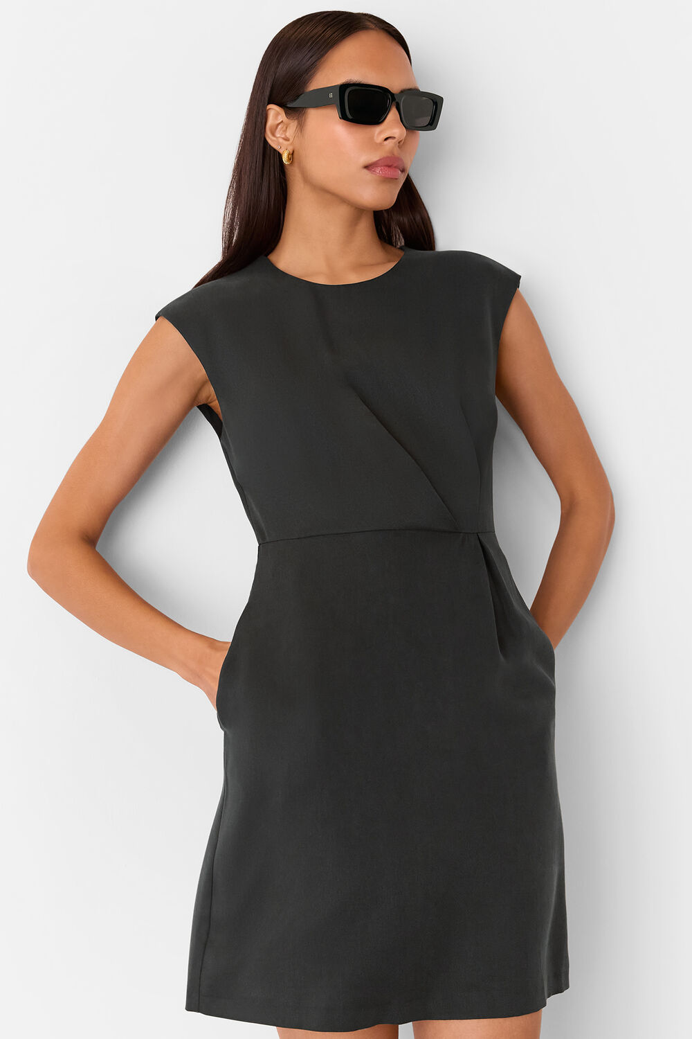 Black Twist Detail Mini Dress