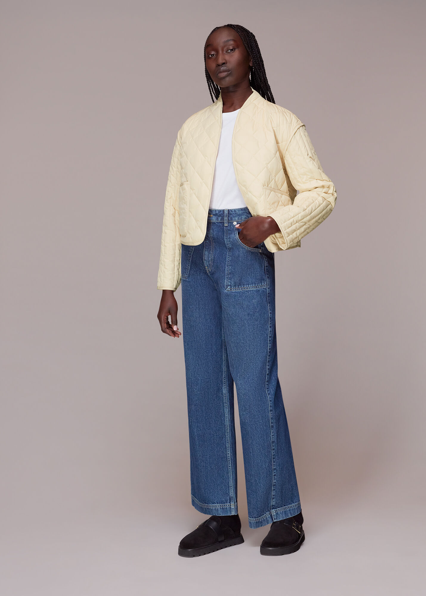 Pale Yellow Lydia Quilted Jacket WHISTLES