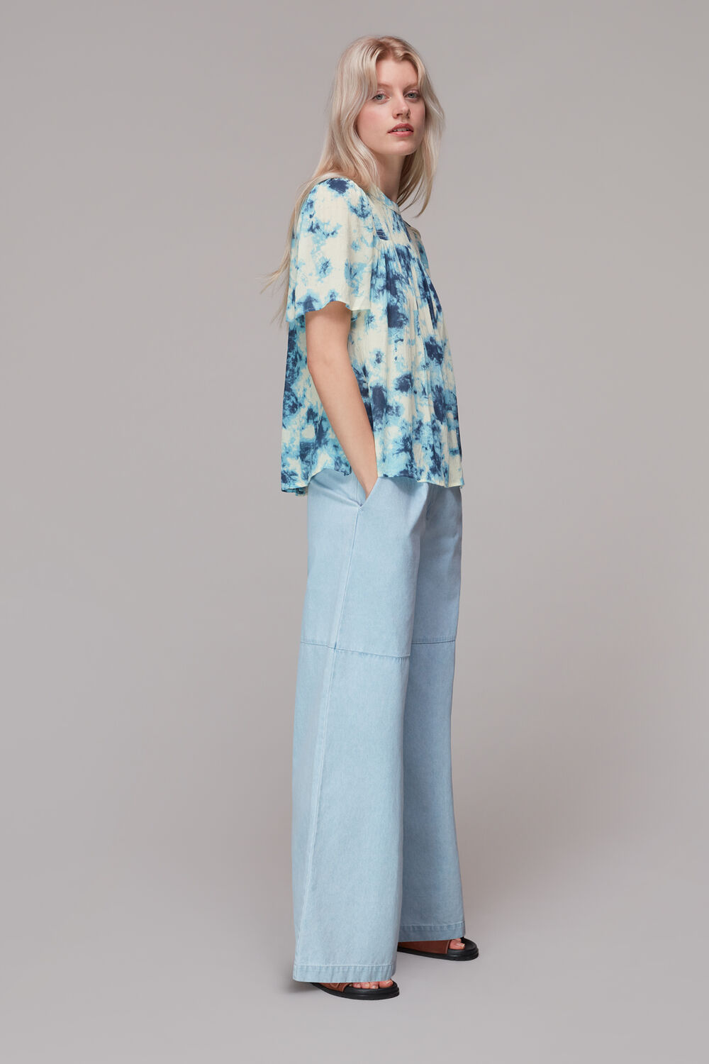 Blue Tie Dye Textured Blouse