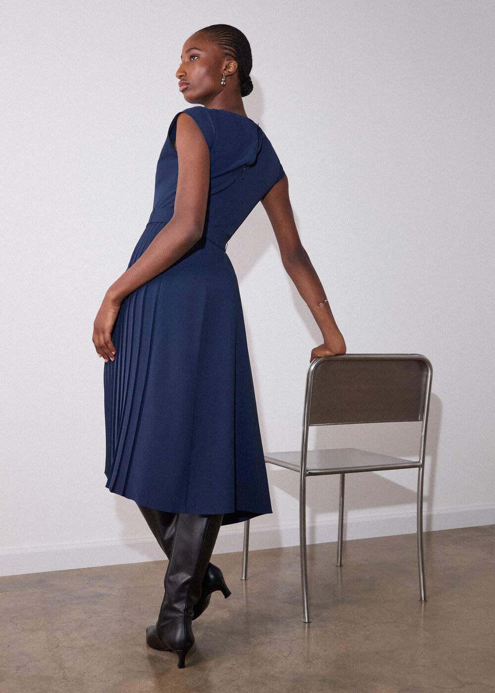 Pleat Detail Asymmetric Dress