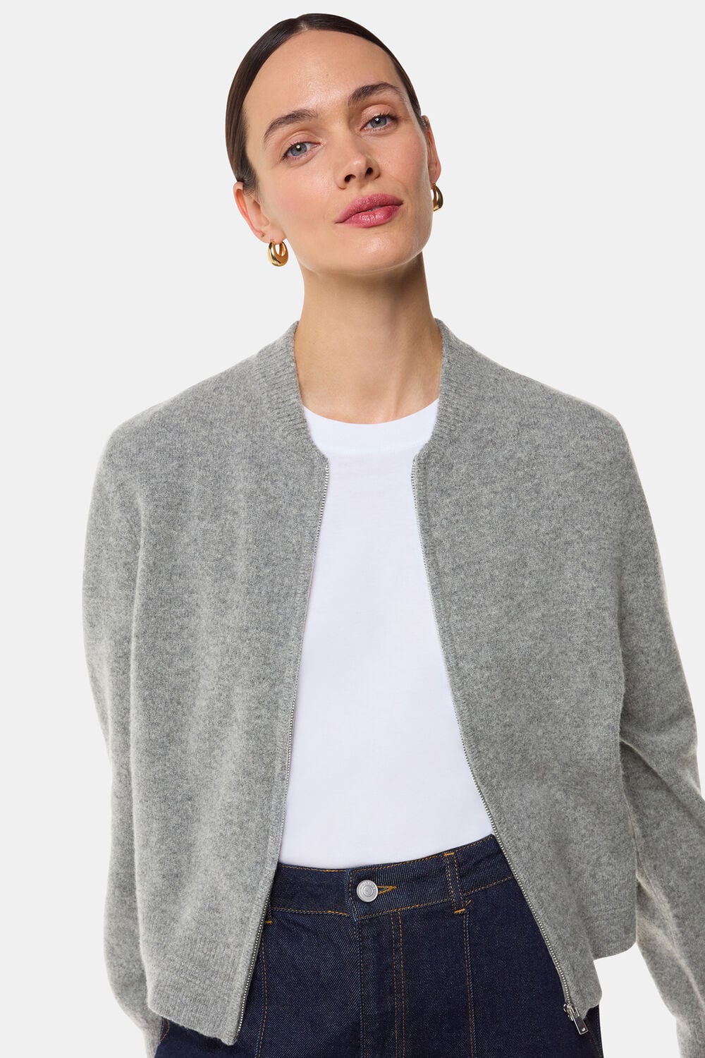 Zip Front Bomber Knit