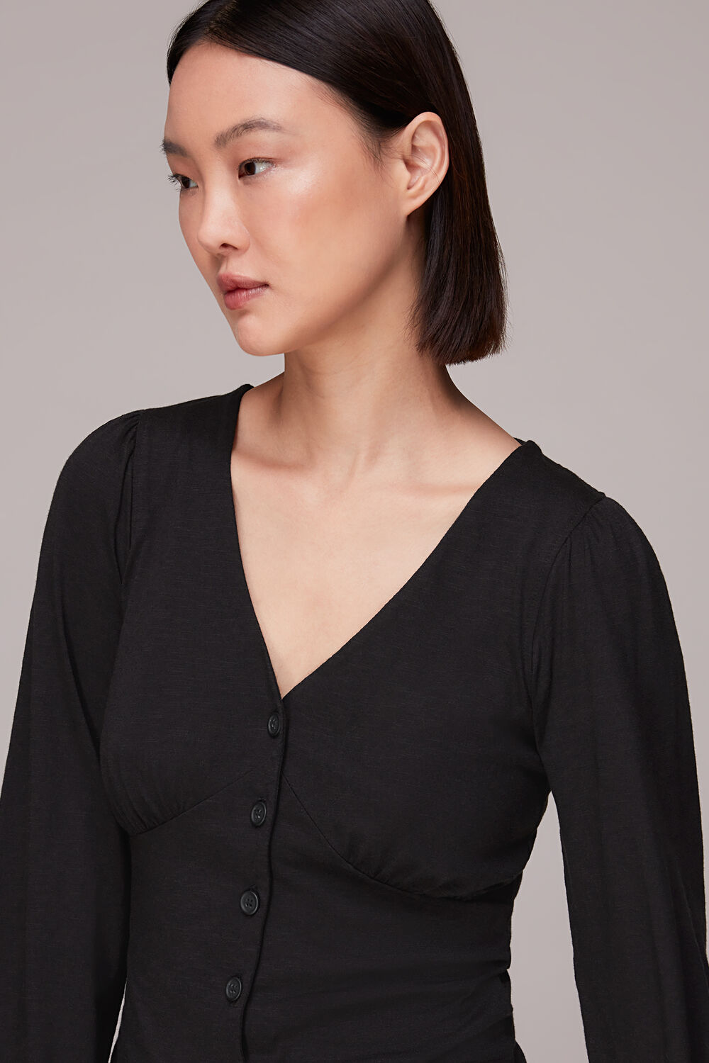 Amber V neck Button Top