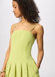 Linen Blend Waisted Midi Dress