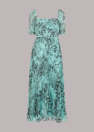 Midnight Tiger Pleated Dress