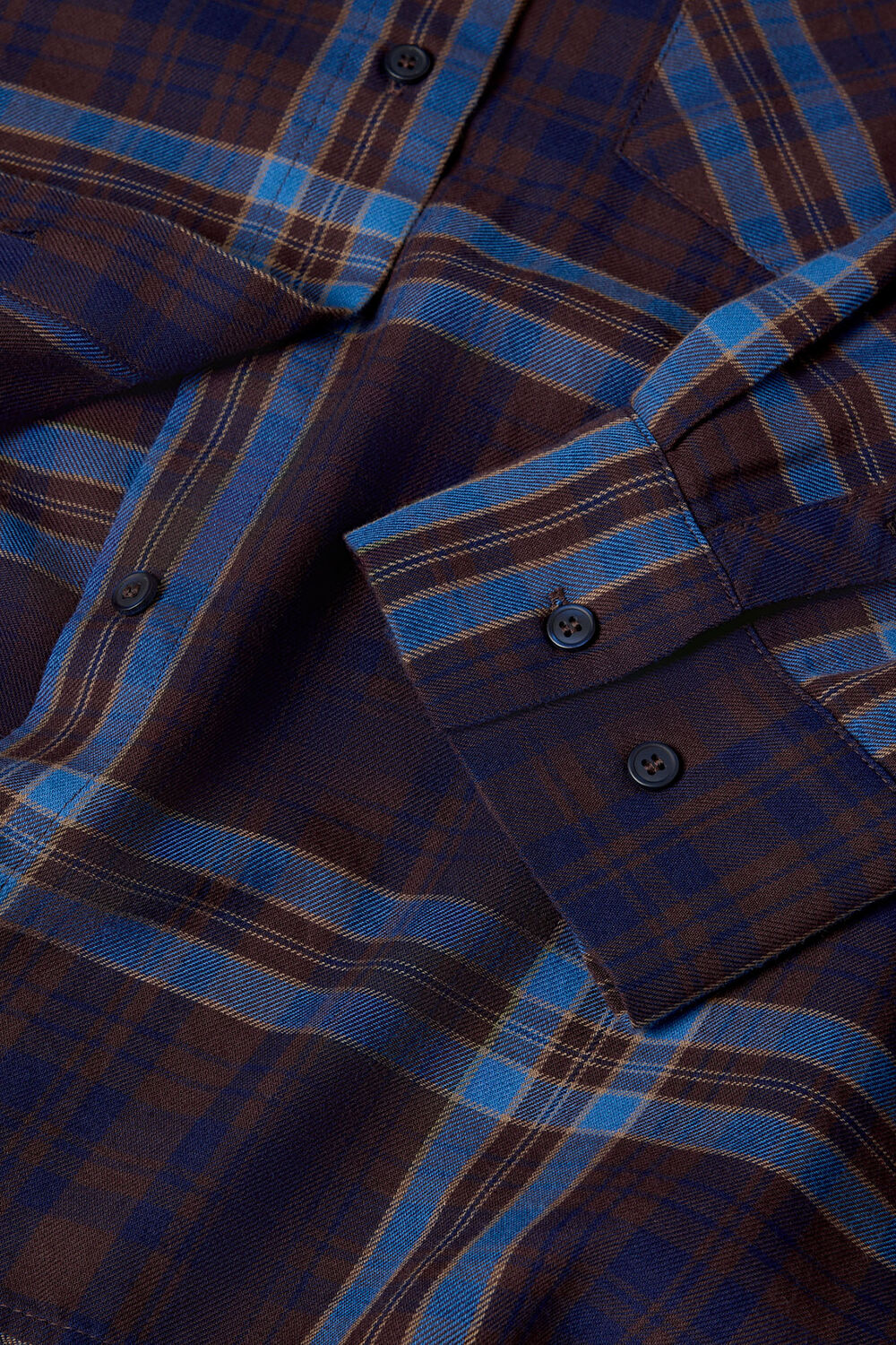 Blue Checked Brushed Cotton Shirt