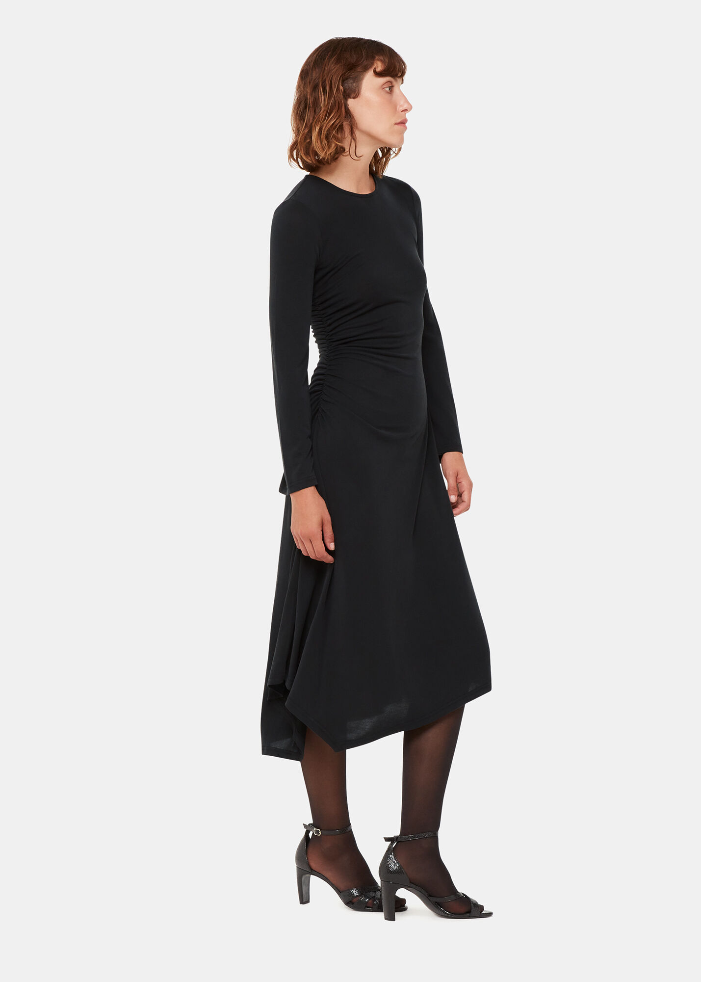 Black jersey midi discount dress