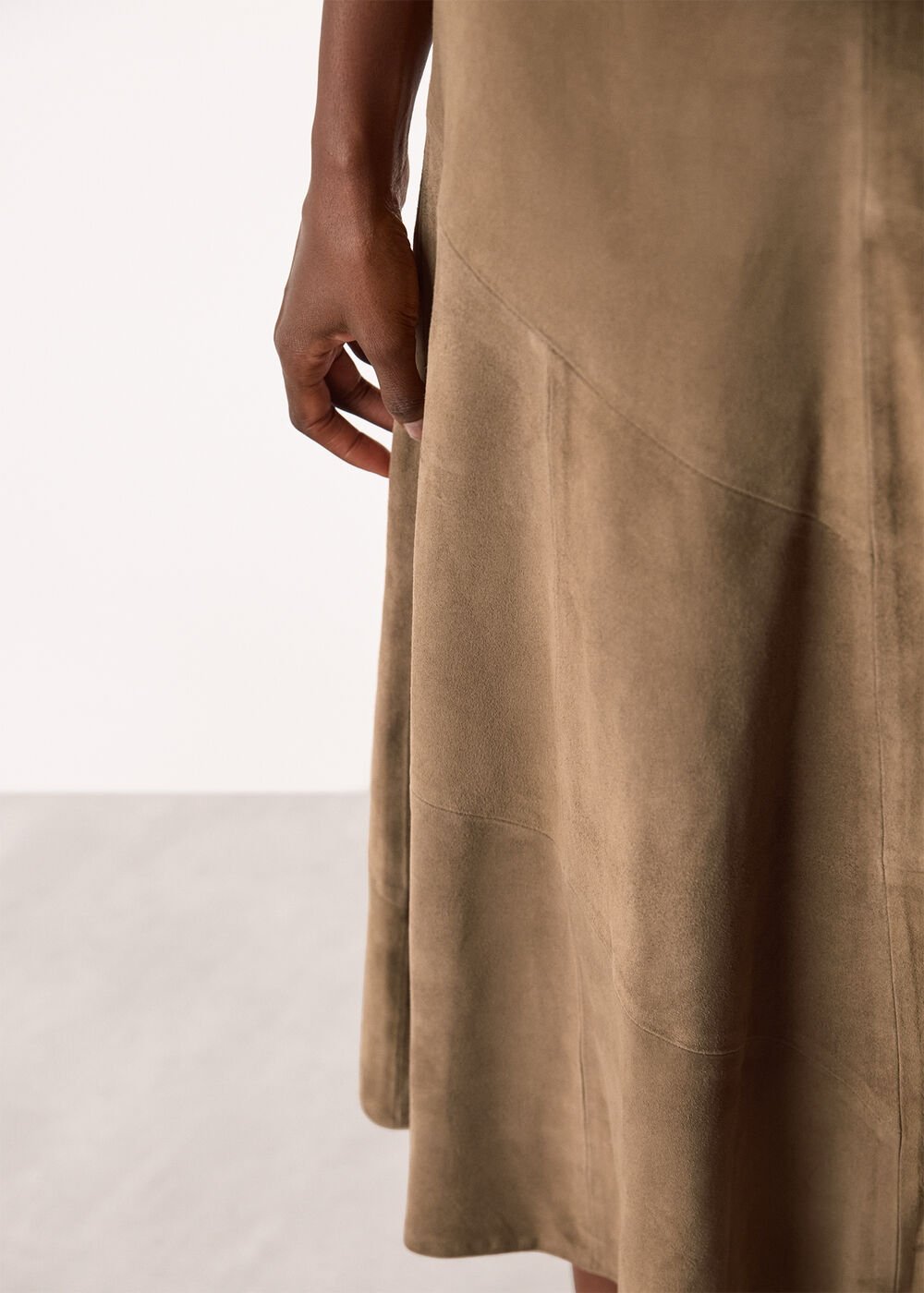 Zig Zag Panel Suede Skirt