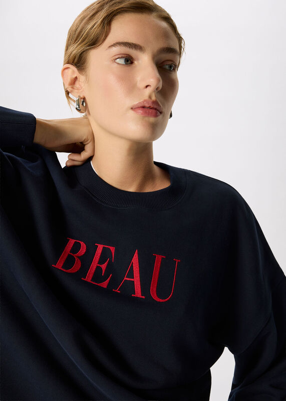 Navy Beau Logo Sweat