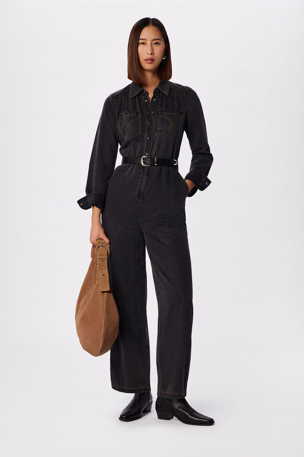 Cotton Blend Denim Jumpsuit