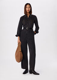 Cotton Blend Denim Jumpsuit