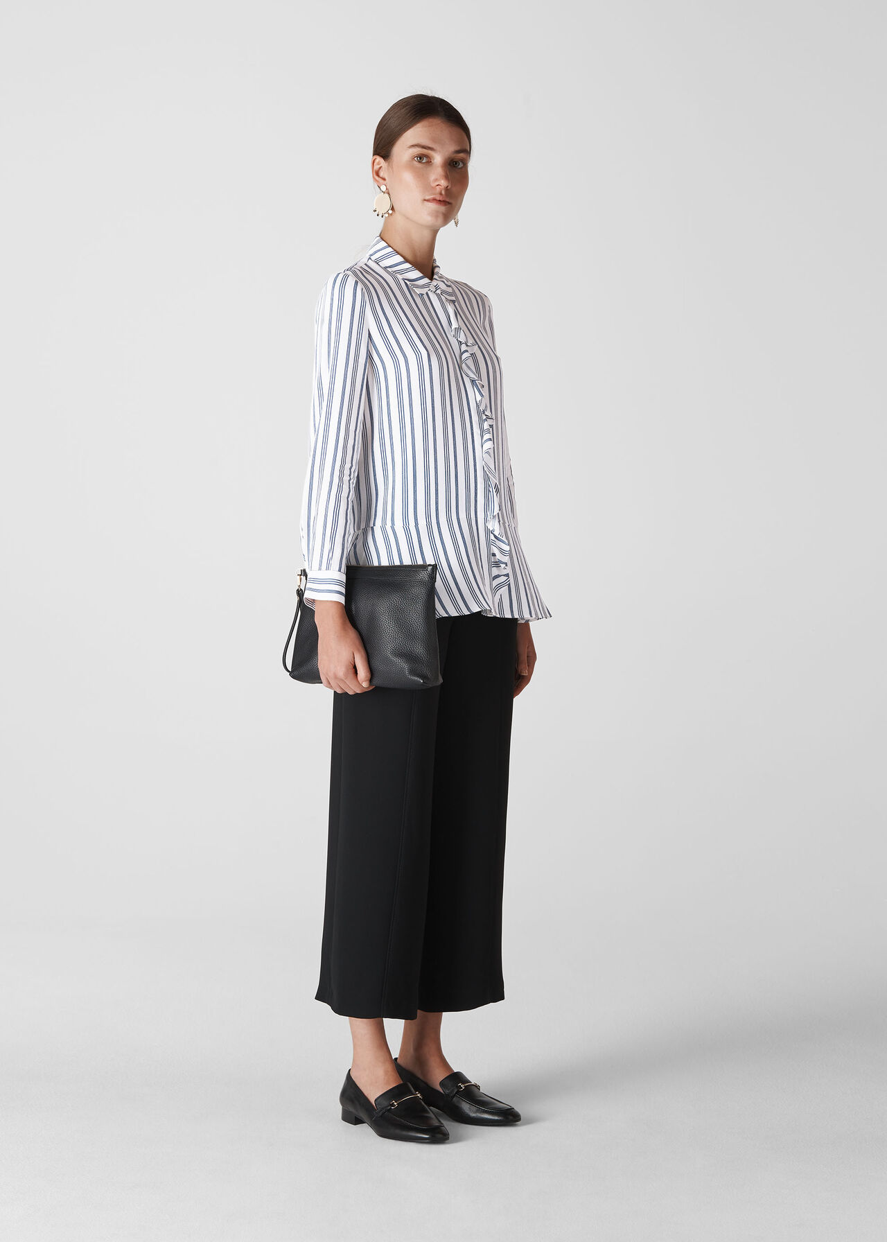 White/Multi Stripe Frill Front Shirt | WHISTLES