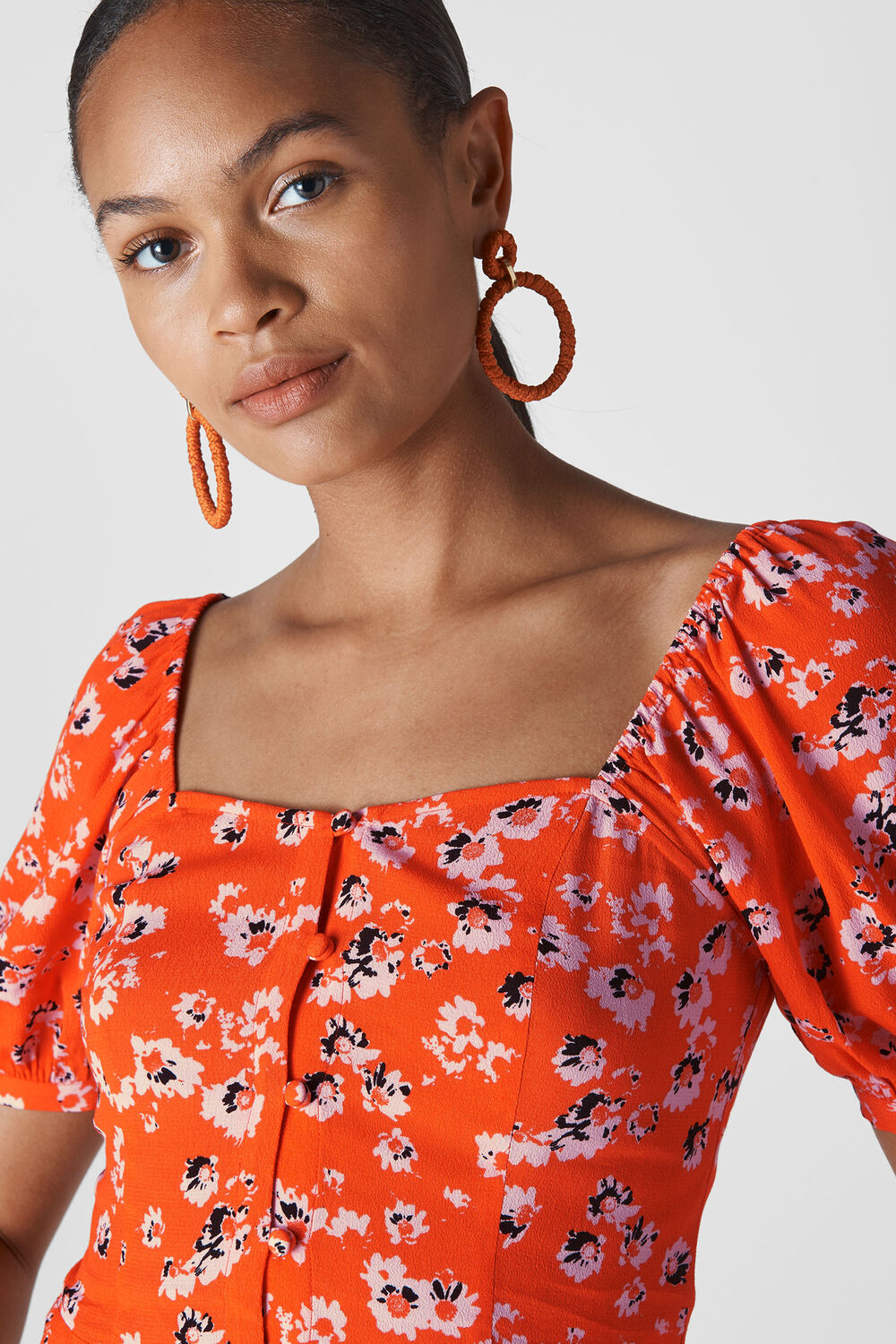 Digital Daisy Print Bella Top Flame/Multi