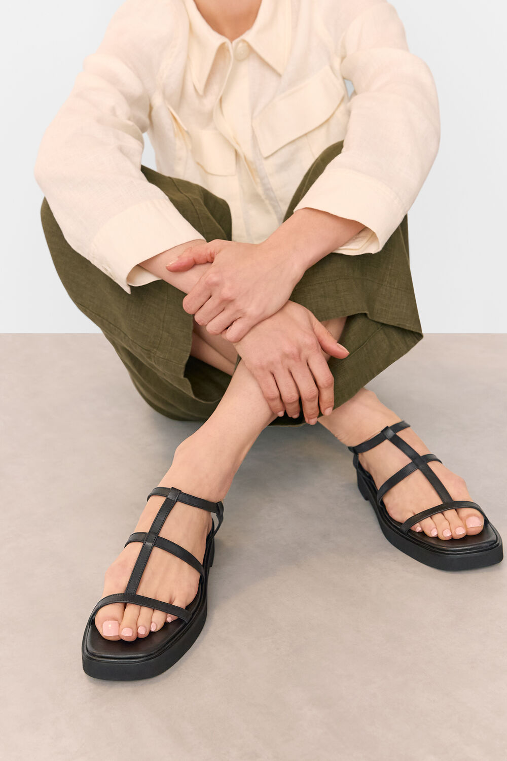 Black Dora Caged Square Toe Sandal