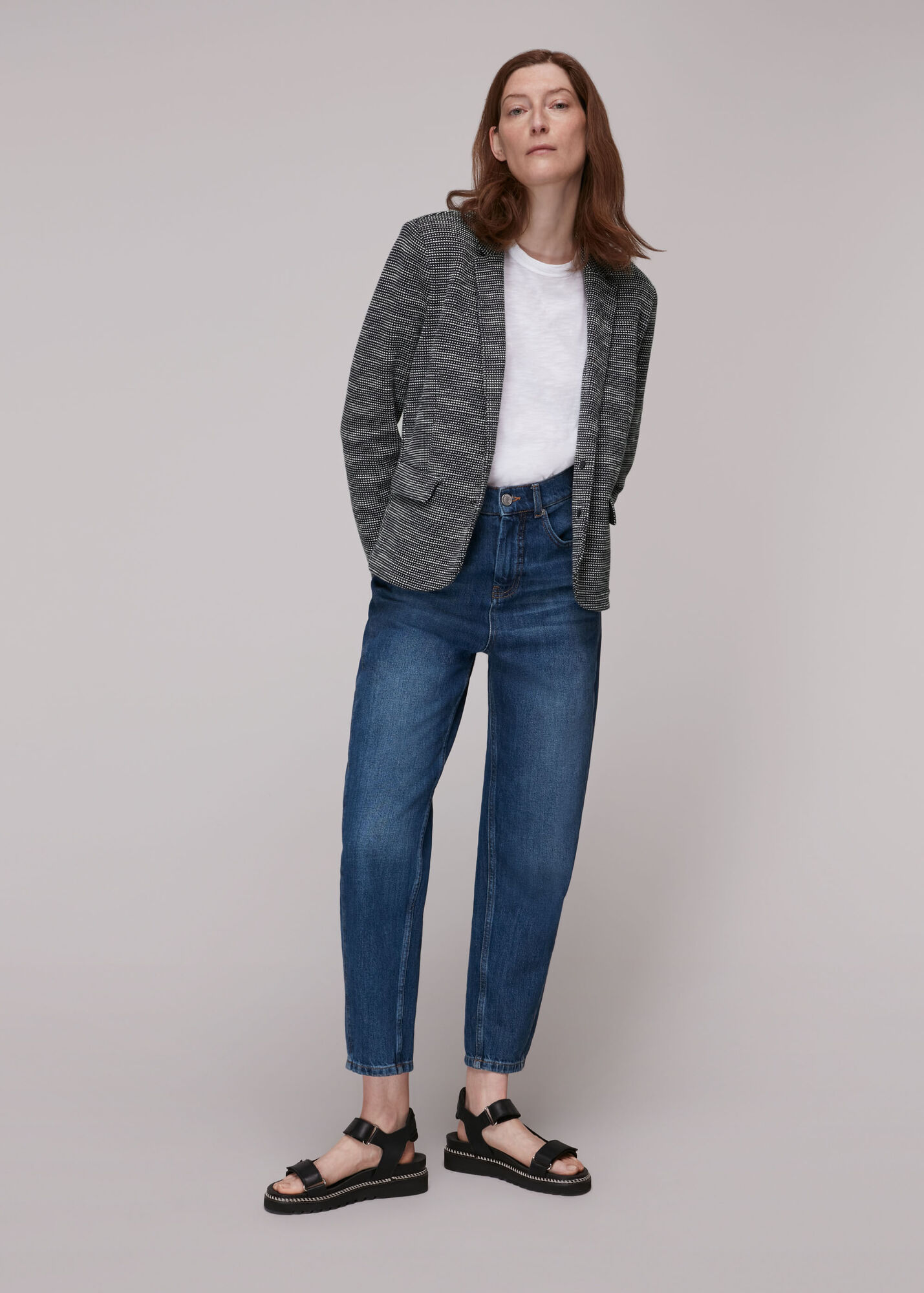 Navy/Multi Tweed Slim Jersey Jacket WHISTLES