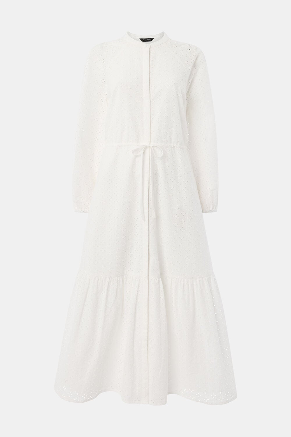 White Petite Broderie Midi Dress