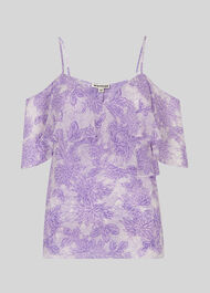 Batik Lily Print Frill Top Lilac