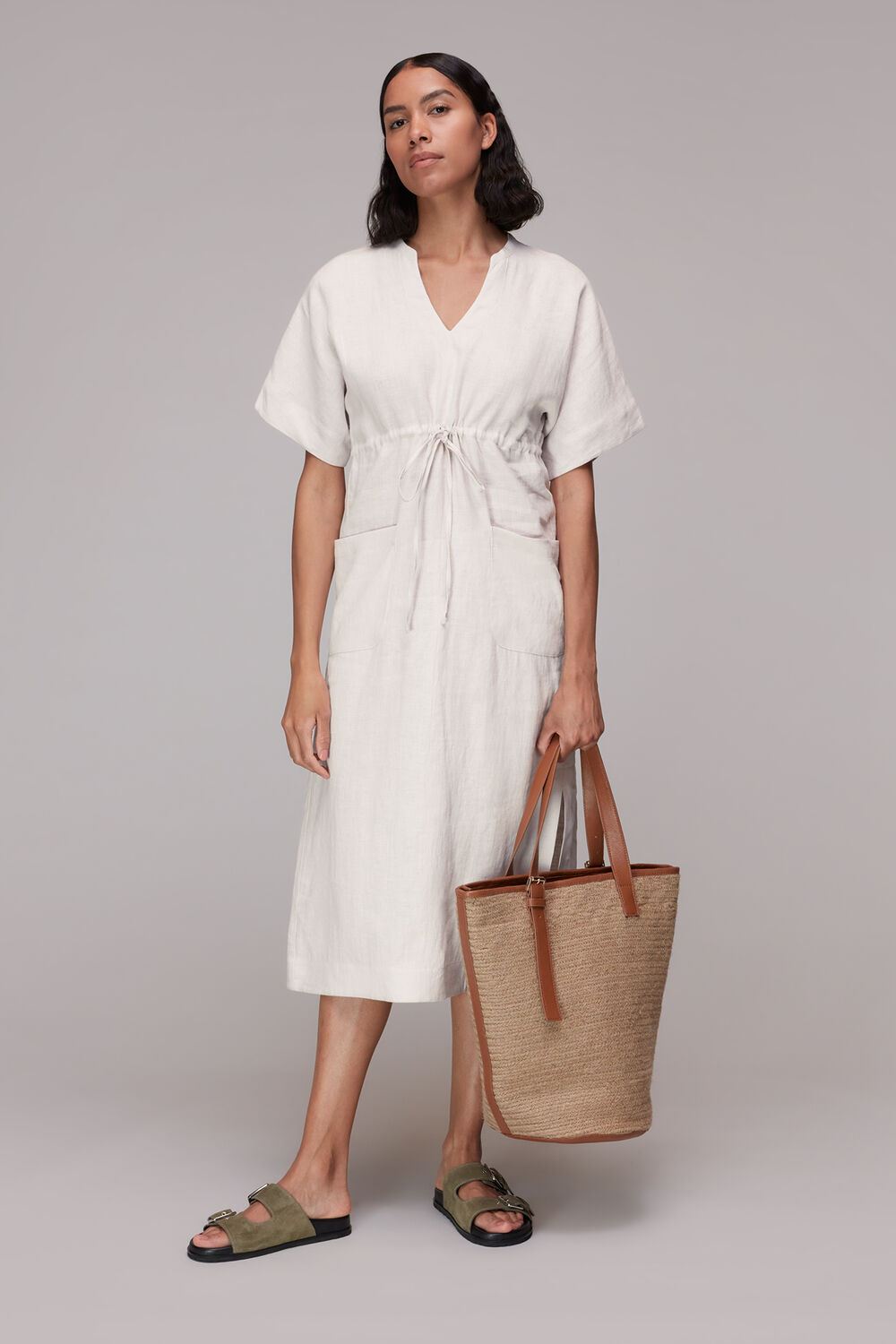Stone Imogen Linen Midi Dress