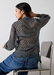 Mixed Spot Scarf Sheer Blouse