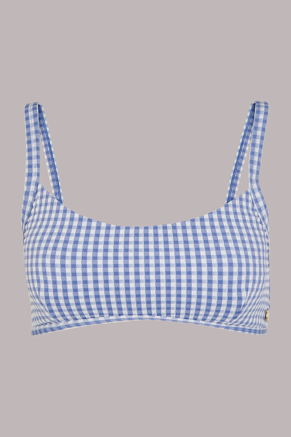 Blue Gingham Texture Bikini Top