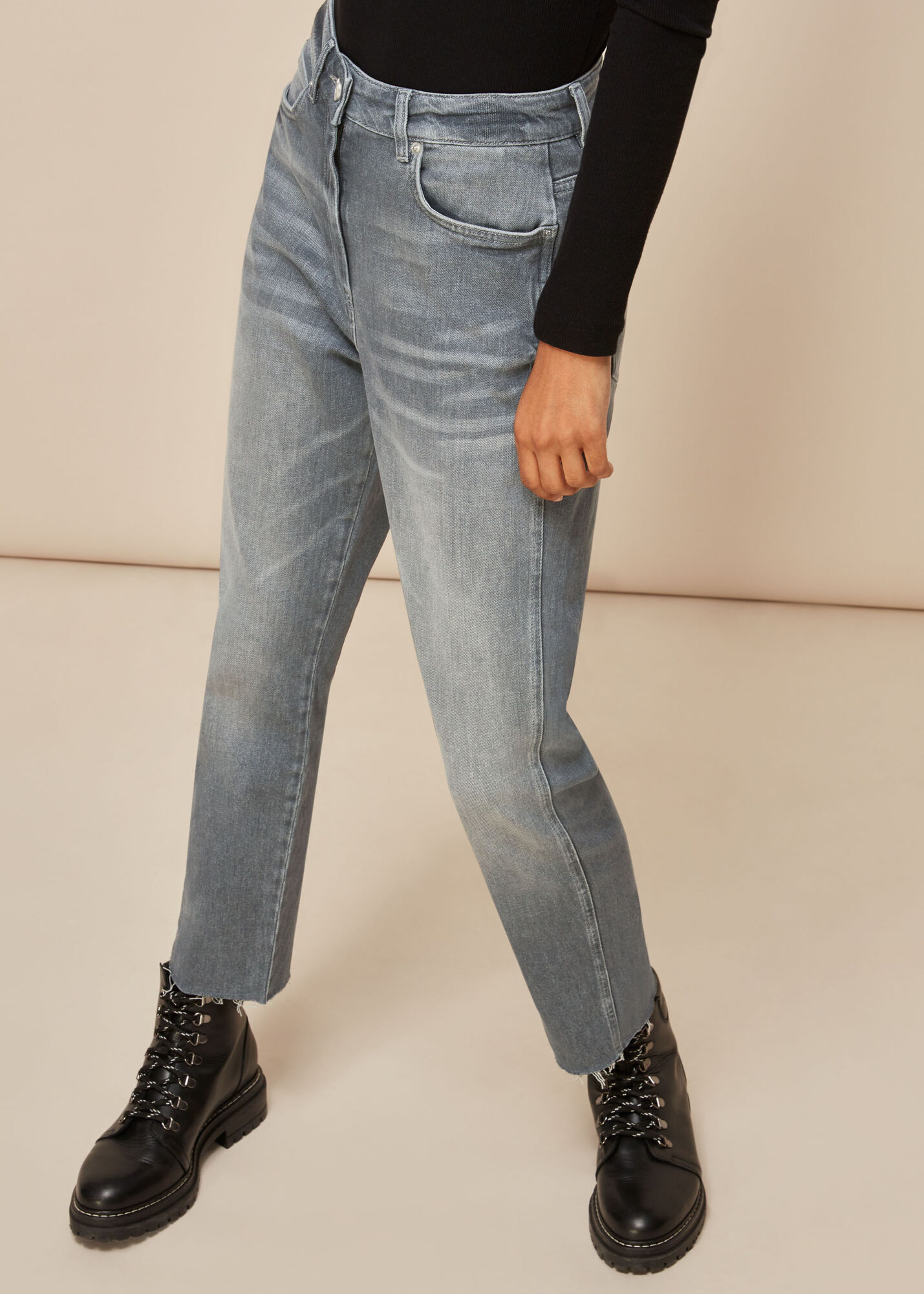 Grey Frayed Slim Detail Jean WHISTLES
