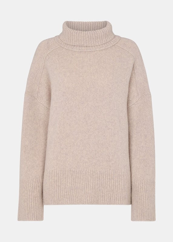 Ivory Wool Roll Neck Knit