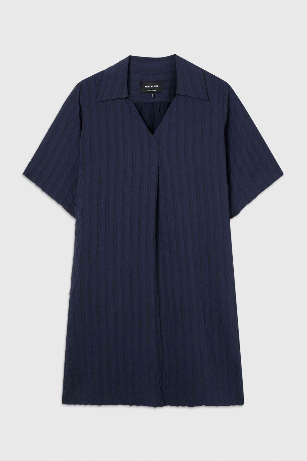 Navy Textured Relaxed Short Dress