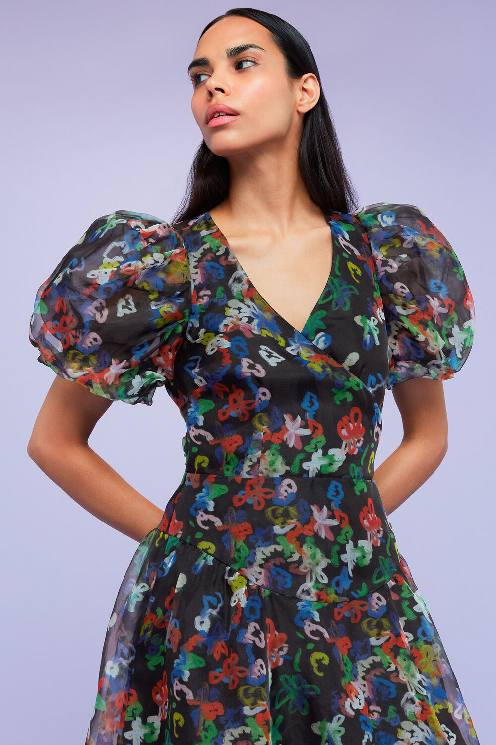 Scribble Organza Silk Dress