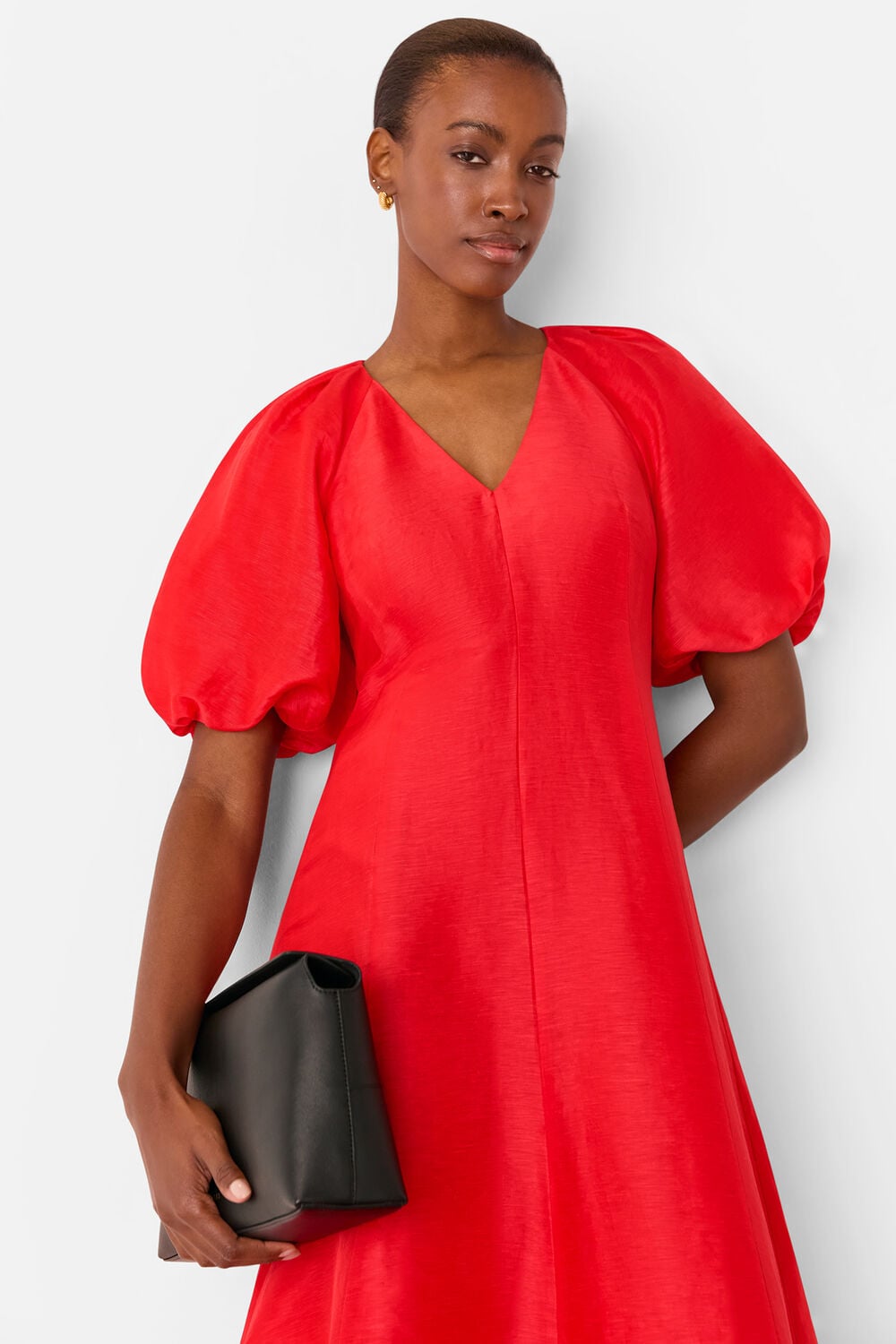 Red Silk Blend Taffeta Maxi Dress