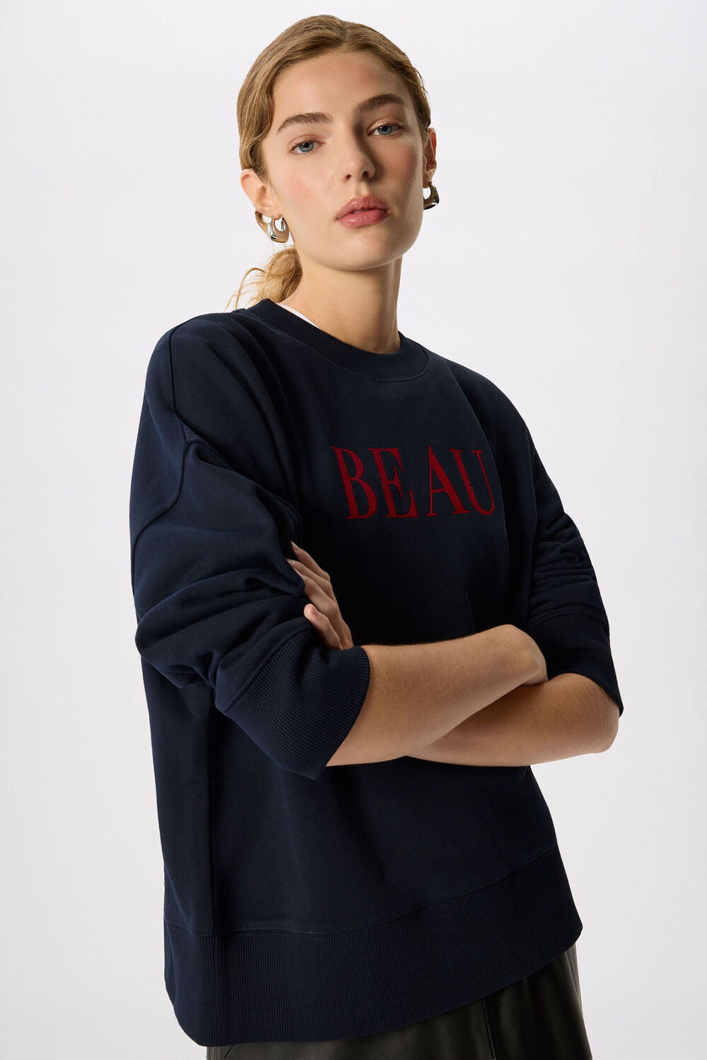 Navy Beau Logo Sweat