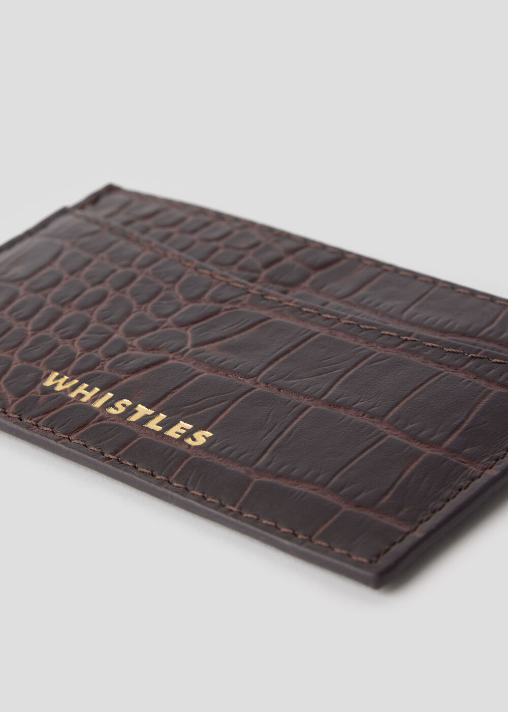 Brown Shiny Croc Leather Card Holder