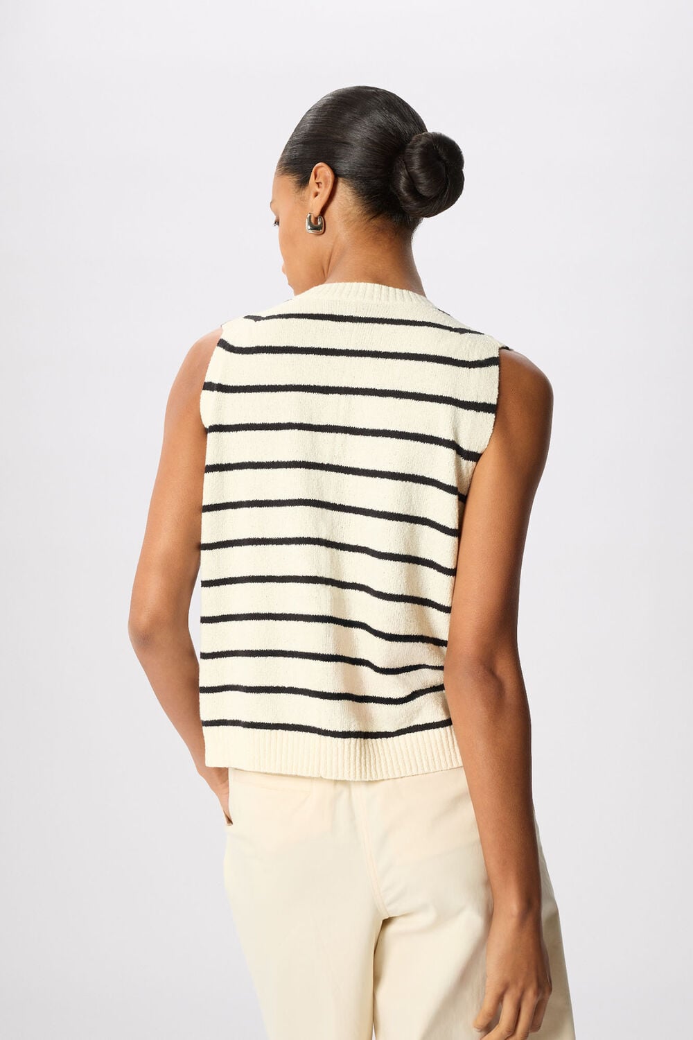 Ivory Stripe Boucle Textured Tank