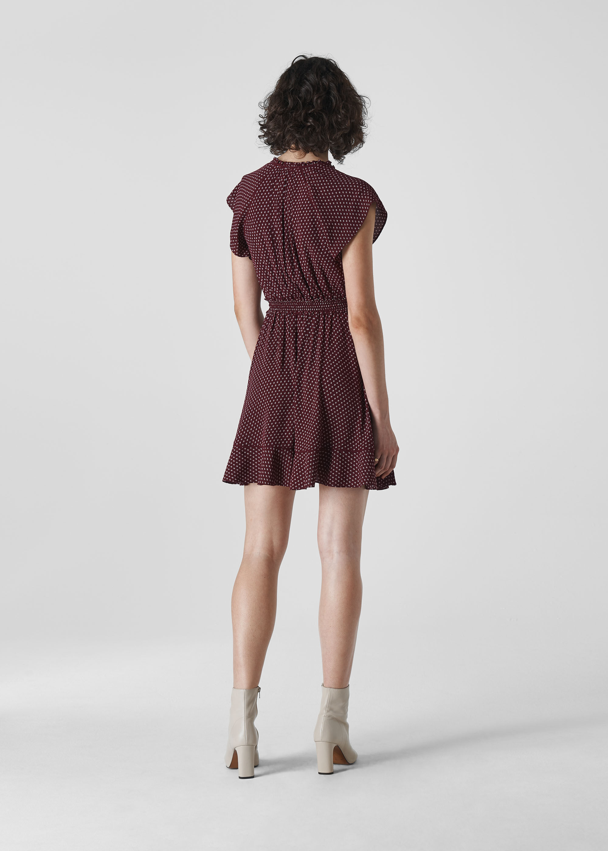 burgundy spot dress