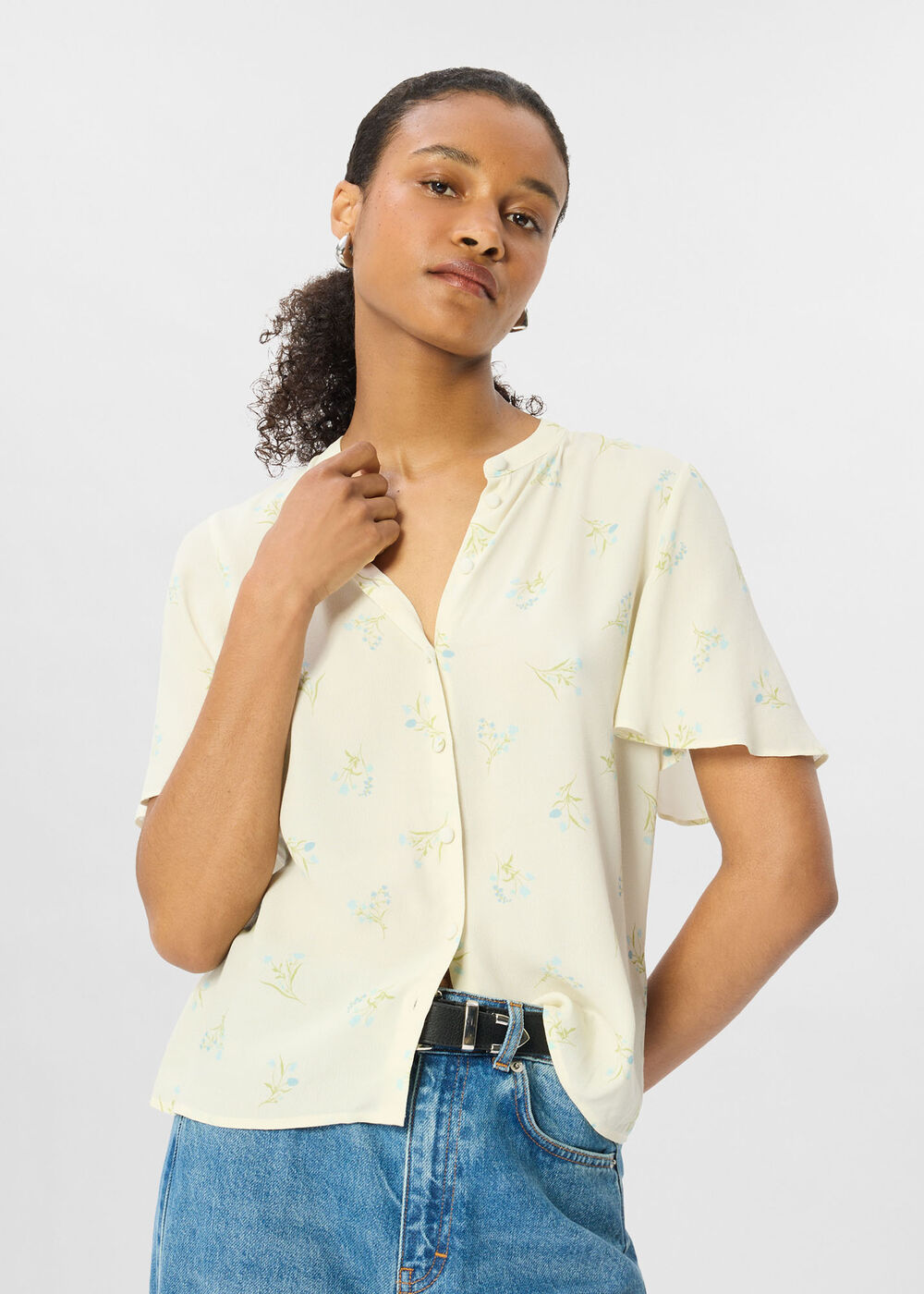Floral Button Front Shirt